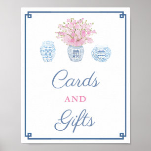 Preppy Navy rosa Karten und Gift Polterabend Poster