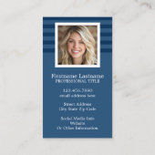 Preppy Navy Strip Muster Individuelle Name und Fot Visitenkarte (Rückseite)