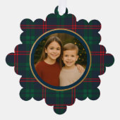 Preppy Navy Tartan Plaid Christmas Photo Ornament Karte (Vorderseite)