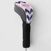 Preppy Navy und Pink Zickzack Ladys Monogram Golf Headcover (angewinkelt)