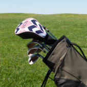 Preppy Navy und Pink Zickzack Ladys Monogram Golf Headcover (In SItu)