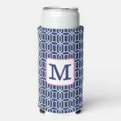 Preppy Navy White Octagon Geometric Monogram Selters Dosenkühler (Seltzer Vorderseite)