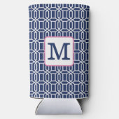 Preppy Navy White Octagon Geometric Monogram Selters Dosenkühler (Rückseite)