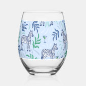 Preppy Navy Zebra Martinis Blue Weinglas Ohne Stiel (Vorderseite)