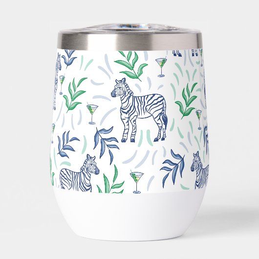 Preppy Navy Zebra Martinis White (Vorderseite)