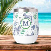 Preppy Navy Zebra Martinis White Monogram