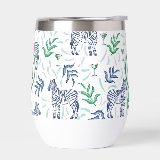 Preppy Navy Zebra Martinis White Monogram (Links)