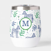 Preppy Navy Zebra Martinis White Monogram (Vorderseite)