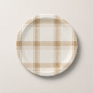 Preppy-Neutrales Karo Pappteller