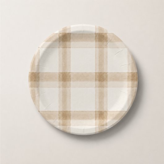 Preppy-Neutrales Karo Pappteller