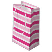 Preppy Niedlich Chic Pink & White Streifen Kleine Geschenktüte (Rückseite Schrägansicht)