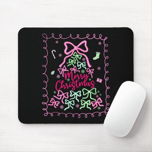 Preppy Nk Coquette Bow Christmas Tree Girly Xmas H Mousepad (Mit Mouse)