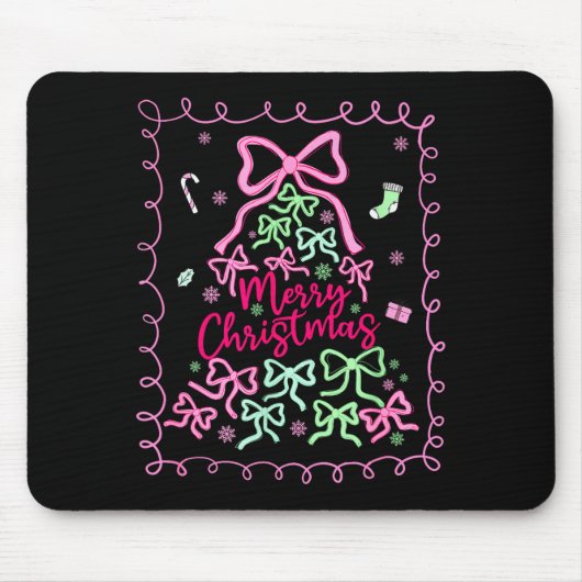 Preppy Nk Coquette Bow Christmas Tree Girly Xmas H Mousepad (Vorne)