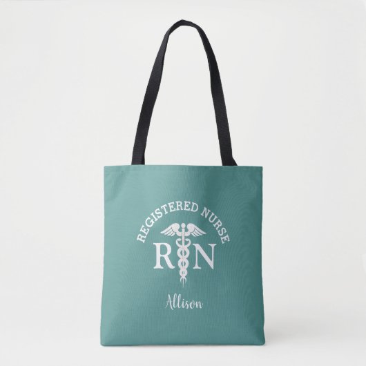 Preppy Nurse RN Medical Aquamarin Script Personali Tasche (Vorderseite)