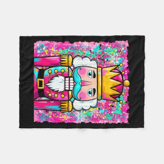 Preppy Nutcracker Merry Christmas Xmas Pajamas Wom Fleecedecke (Vorderseite (Horizontal))