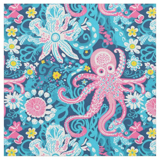 Preppy Octopus Garden Stoff (Nahaufnahme)