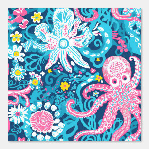 Preppy Octopus Garden Tapete