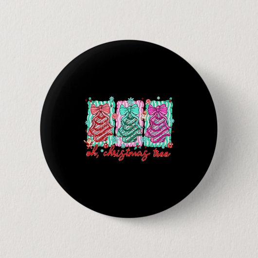 Preppy Oh Christmas Tree Funny Xmas Cakes Retro Co Button (Vorderseite)