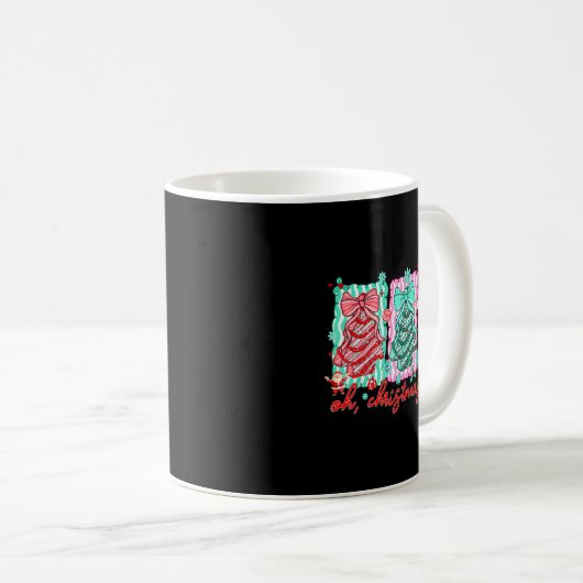 Preppy Oh Christmas Tree Funny Xmas Cakes Retro Co Kaffeetasse (VorderseiteRechts)
