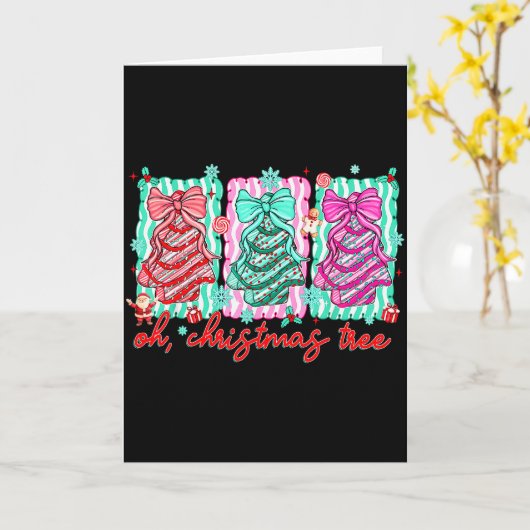 Preppy Oh Christmas Tree Funny Xmas Cakes Retro Co Karte (Gelbe Blume)
