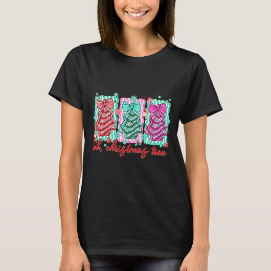 Preppy Oh Christmas Tree Funny Xmas Cakes Retro Co T-Shirt (Vorderseite)