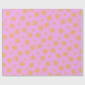 Preppy Orange Pink Hippie Blume Muster Geschenkpapier (Flach)