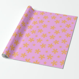 Preppy Orange Pink Hippie Blume Muster Geschenkpapier