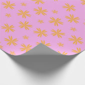 Preppy Orange Pink Hippie Blume Muster Geschenkpapier (Ecke)