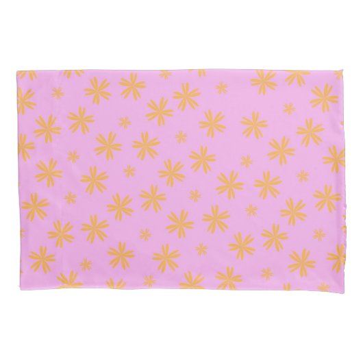 Preppy Orange Pink Hippie Blume Muster Kissenbezug (Vorderseite)