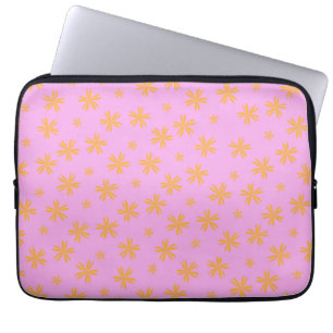 Preppy Orange Pink Hippie Blume Muster Laptopschutzhülle