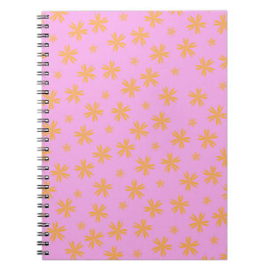 Preppy Orange Pink Hippie Blume Muster Notizblock