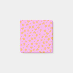 Preppy Orange Pink Hippie Blume Muster Post-it Klebezettel
