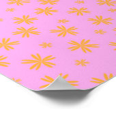 Preppy Orange Pink Hippie Blume Muster Poster (Ecke)