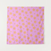 Preppy Orange Pink Hippie Blume Muster Wandteppich (Vorderseite (Horizontal))