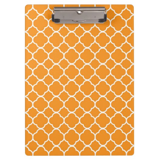 Preppy Orange Quatrefoil Klemmbrett (Vorderseite)