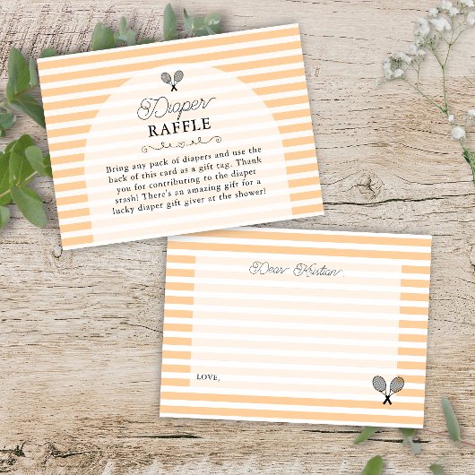 Preppy Orange Tennis Baby Duschdusche Windelwanne Begleitkarte