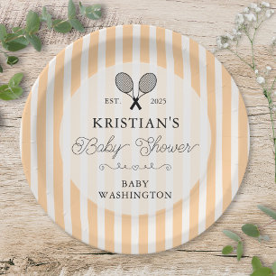 Preppy Orange Tennis Country Club Kinderdusche Pappteller