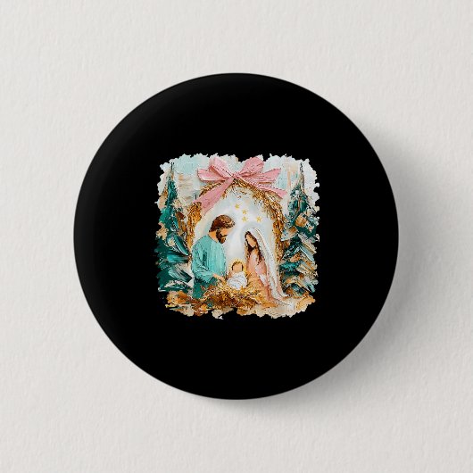 Preppy Painted Christian Nativity Scene God Faith Button (Vorderseite)