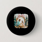 Preppy Painted Christian Nativity Scene God Faith Button (Vorderseite)