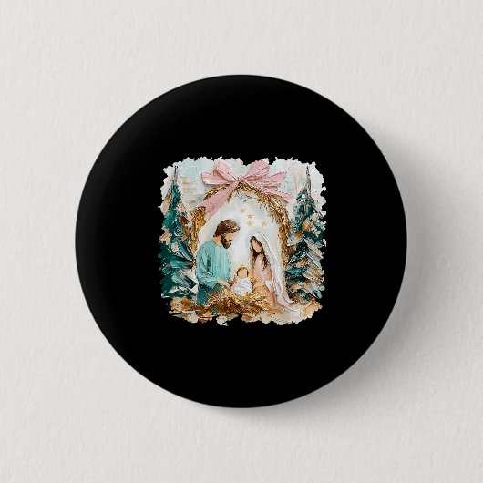 Preppy Painted Christian Nativity Scene God Faith Button (Vorderseite)