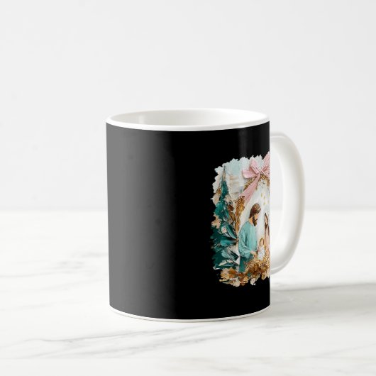 Preppy Painted Christian Nativity Scene God Faith Kaffeetasse (VorderseiteRechts)