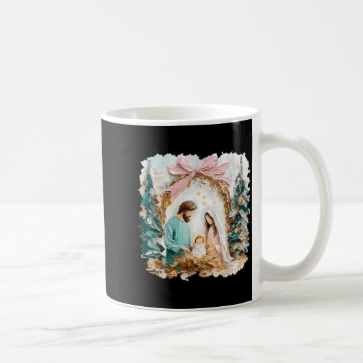 Preppy Painted Christian Nativity Scene God Faith Kaffeetasse (Rechts)