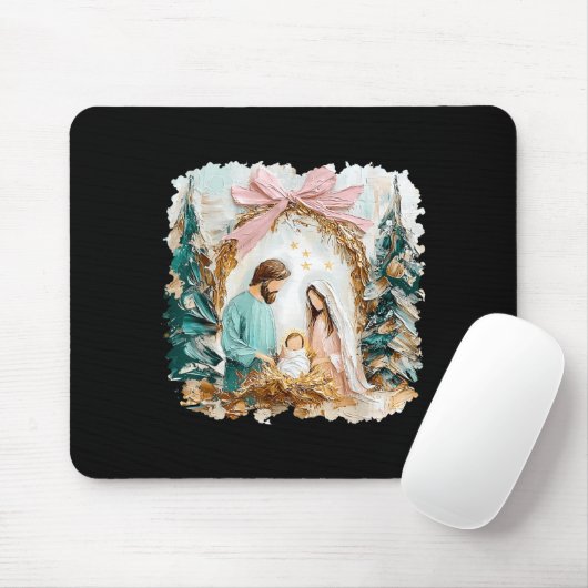 Preppy Painted Christian Nativity Scene God Faith Mousepad (Mit Mouse)