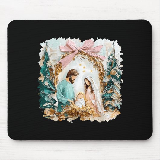 Preppy Painted Christian Nativity Scene God Faith Mousepad (Vorne)