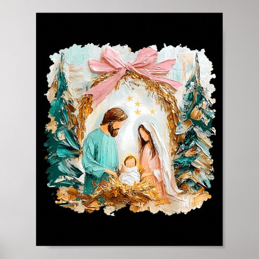 Preppy Painted Christian Nativity Scene God Faith Poster (Vorne)