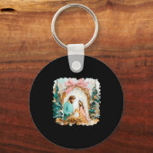 Preppy Painted Christian Nativity Scene God Faith Schlüsselanhänger (Vorderseite)