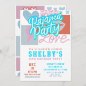 Preppy Pajama Party Girls Geburtstag Einladung (Vorne/Hinten)