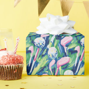 Preppy Palm Beach Abstrakte Golfclubs Geschenkpapier