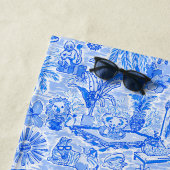 Preppy Palm Beach Blue Animal Vacation Personalize Strandtuch (Beispiel)