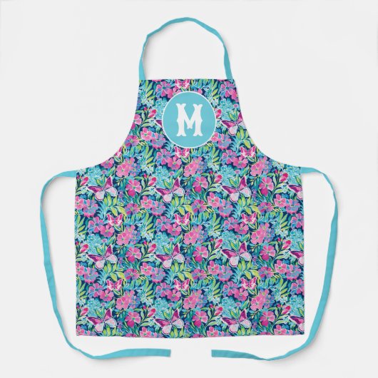 Preppy Palm Beach Butterflies Monogram Schürze (Vorderseite)